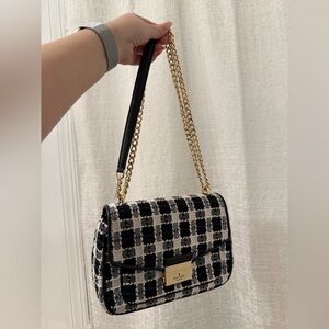 NWT! kate spade Tweed Shoulder Bag / crossbody with Gold Hardware